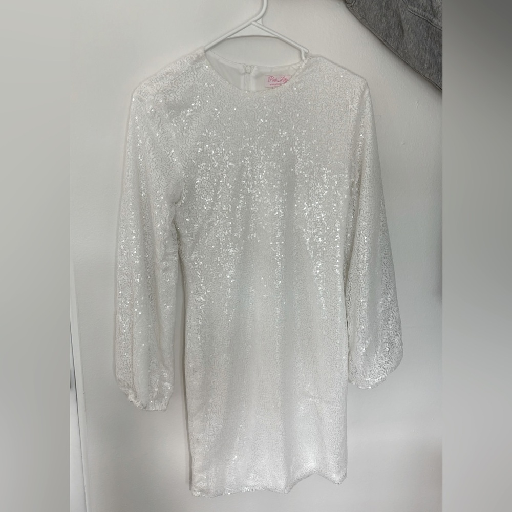 Pink Lily White Sequin Dress
